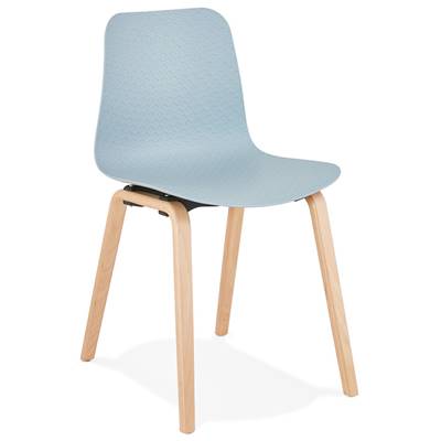 Chaise scandinave design 'Parkwood' bleue avec 4 pieds en bois naturel