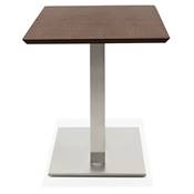 Table à diner / de salle à manger 'Tvillin Small' noyer pied central en acier brossé - 150 x 70 cm