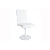 Chaise design pivotante 'Soho' blanche pied central en métal blanc
