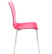 Chaise design 'Léa' en bois rouge avec 4 pieds chromé