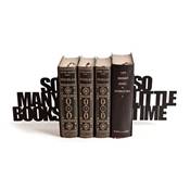 Set de 2 serres livres 'So many books so little time' noir en mtal
