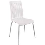 Chaise 'Slits' en bois blanc avec 4 pieds en métal chromé