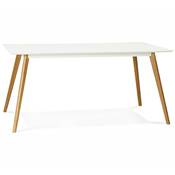 Table à diner / bureau droit scandinave 'Bolnäss' plateau bois blanc 4 pieds bois – 160 x 90 cm