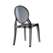 Chaise design médaillon empilable 'Chrystal' transparente noire avec 4 pieds