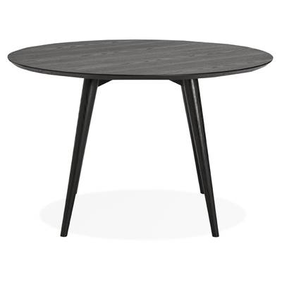 Table à diner / de salle à manger scandinave ronde 'Üméa' plateau et 4 pieds en bois noir – Ø 120 cm