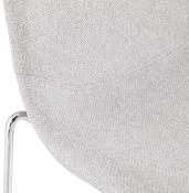 Tabouret de snack mi-hauteur empilable 'Verk Mini' tissu gris 4 pieds métal chromé dossier haut