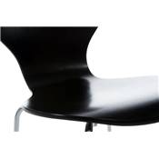 Chaise design 'Funny' en bois noir avec 4 pieds en métal chromé