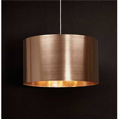 Suspension design 'Tanbora' abat-jour cylindrique aspect cuivre