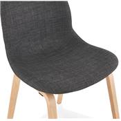 Chaise scandinave design 'Teknik Wood' en tissu gris foncé avec 4 pieds en bois naturel