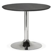 Petite table à diner / de bureau ronde 'Kontur' noire en bois pied central métal chromé - Ø 90 cm