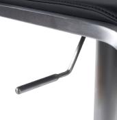 Tabouret de bar réglable design 'Linéa' pivotant noir pied central en acier brossé et dossier bas