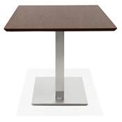 Table à diner / de salle à manger 'Tvillin' plateau noyer pied central en acier brossé - 180 x 90 cm