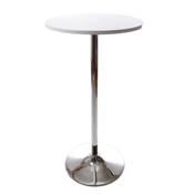 Table de bar haute design ronde Bistro blanche avec pied central en mtal chrom