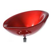 Fauteuil design boule 'Rondo' pivotant rouge pied central en métal chromé