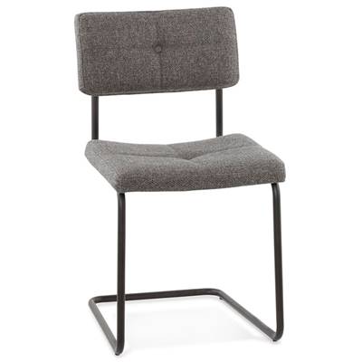 Chaise design vintage capitonnée 'Släd' en tissu gris foncé et pied en métal noir