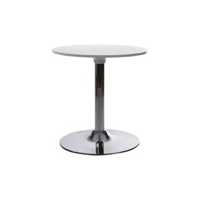 Table basse design ronde 'Pop' blanche pied central en métal chromé – Ø 60 cm