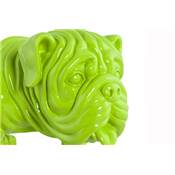 Statue deco chien 'Bulldog' en polyrésine verte