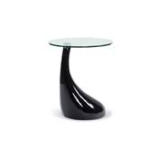 Table basse design d'appoint 'Goutte' en verre noire pied en fibre de verre -  45 cm