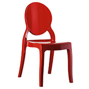 Chaise design médaillon empilable 'Chrystal' rouge avec 4 pieds