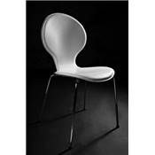 Chaise design 'Swing' blanche avec 4 pieds en métal chromé