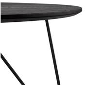 Table basse style industriel ronde 'Cooper' plateau en bois noir 4 pieds en métal noir - Ø 80 cm