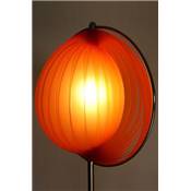 Lampe à poser design 'Astra' abat-jour rond modulable en lamelles flexibles orange structure chromé