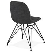Chaise design 'Norsk Black' en tissu gris avec 4 pieds en métal noir