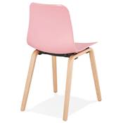 Chaise scandinave design 'Parkwood' rose avec 4 pieds en bois naturel