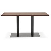 Table à diner / salle à manger 'Tvillin Black Small' noyer pied central en fonte noir - 150 x 70 cm