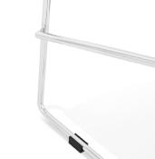Tabouret de bar empilable design 'Great' blanc avec 4 pieds pieds en métal chromé et dossier haut