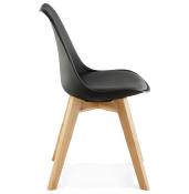 Chaise scandinave design 'Halmstad' noire avec 4 pieds en bois naturel