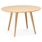 Table à diner / de salle à manger scandinave ronde 'Üméa' plateau et 4 pieds bois naturel – Ø 120 cm