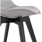 Chaise design 'Blackstad' grise avec 4 pieds en bois noir