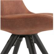 Chaise design 'Black Firenza' en microfibre marron avec 4 pieds en bois noir
