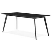 Table à diner / bureau droit scandinave 'Rustik' noire plateau et 4 pieds en bois – 180 x 90 cm