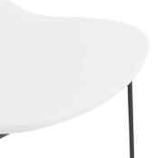 Tabouret de bar empilable design 'Great' blanc 4 pieds en métal noir dossier haut