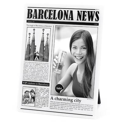 Cadre photo journal 'Barcelona news' blanc et noir
