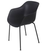 Chaise design à accoudoirs 'CONCEPT' noire àvec 4 pieds en métàl noir