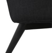 Fauteuil lounge design à accoudoirs 'BLACK COBBE' en tissu noir pieds en bois noir