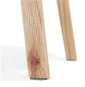 Tabouret de snack mi-hauteur design scandinave 'Chairman Mini' tissu bouclé blanc avec 4 pieds en bois naturel et dossier haut