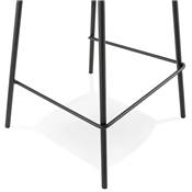 Tabouret de bar design style baroque 'Tekno' en velours gris 4 pieds en métal noir et dossier haut