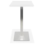 Table de bar haute design 'Tvillin' bois blanc double pied central en métal brossé – 150 x 70 cm