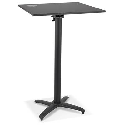 Table de bar haute pliable carré 'BARRA' en bois noir avec pied central en métal noir – 68 x 68 cm