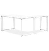 Bureau de direction d'angle 'Business L' plateau bois blanc pieds métal blanc et chromé – 160 cm