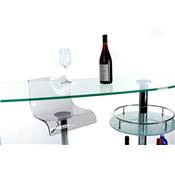 Bar de salon design 'Glass' en verre transparent avec 2 pieds en métal chromé