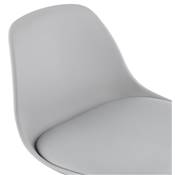 Tabouret de bar réglable design 'Sohoye' pivotant gris pied et repose pieds chromé dossier haut