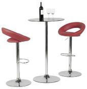 Tabouret de bar réglable design 'Kendo' pivotant rouge pied et repose pieds métal chromé dossier bas