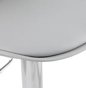 Tabouret de bar réglable design 'Sohoye' pivotant gris pied et repose pieds chromé dossier haut