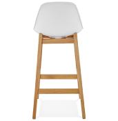 Tabouret de snack mi-hauteur design scandinave 'Topo Mini' blanc 4 pieds bois naturel dossier haut