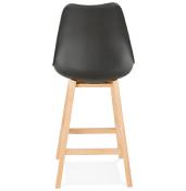 Tabouret de snack mi-hauteur design scandinave 'Chairman Mini' noir 4 pieds en bois et dossier haut